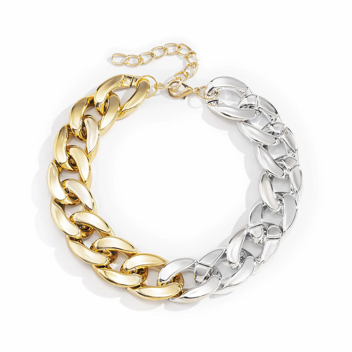 Jewelry Punk Geometric Single Layer Mixed Color Thick Chain Necklace Plastic Plating Aluminum - Image 7