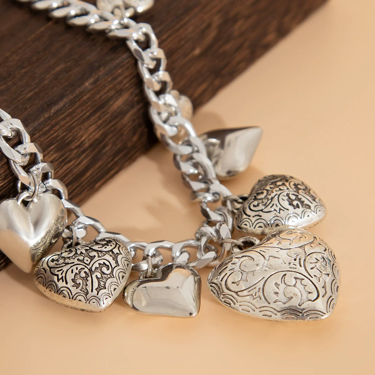 Jewelry Punk Heart Shape Pendant Clavicle Chain Aluminum Copper Ccb Electroplating Women's - Image 4