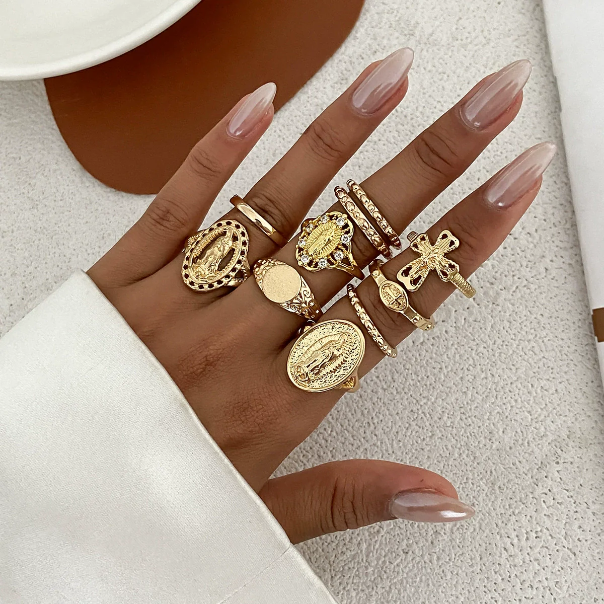 Jewelry Punk Hiphop Style Alloy Geometric Cross Ring Electroplating - Image 2