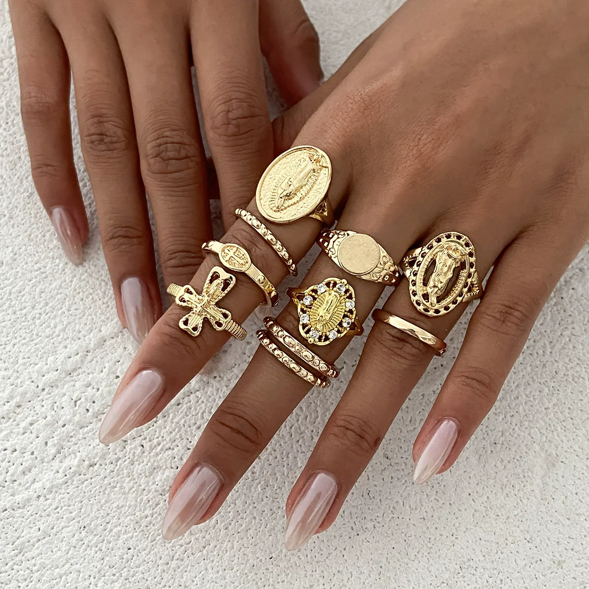 Jewelry Punk Hiphop Style Alloy Geometric Cross Ring Electroplating - Image 3