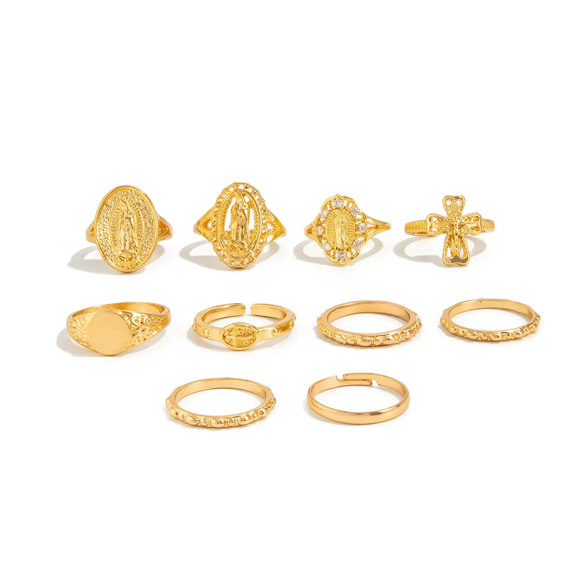 Jewelry Punk Hiphop Style Alloy Geometric Cross Ring Electroplating - Image 5