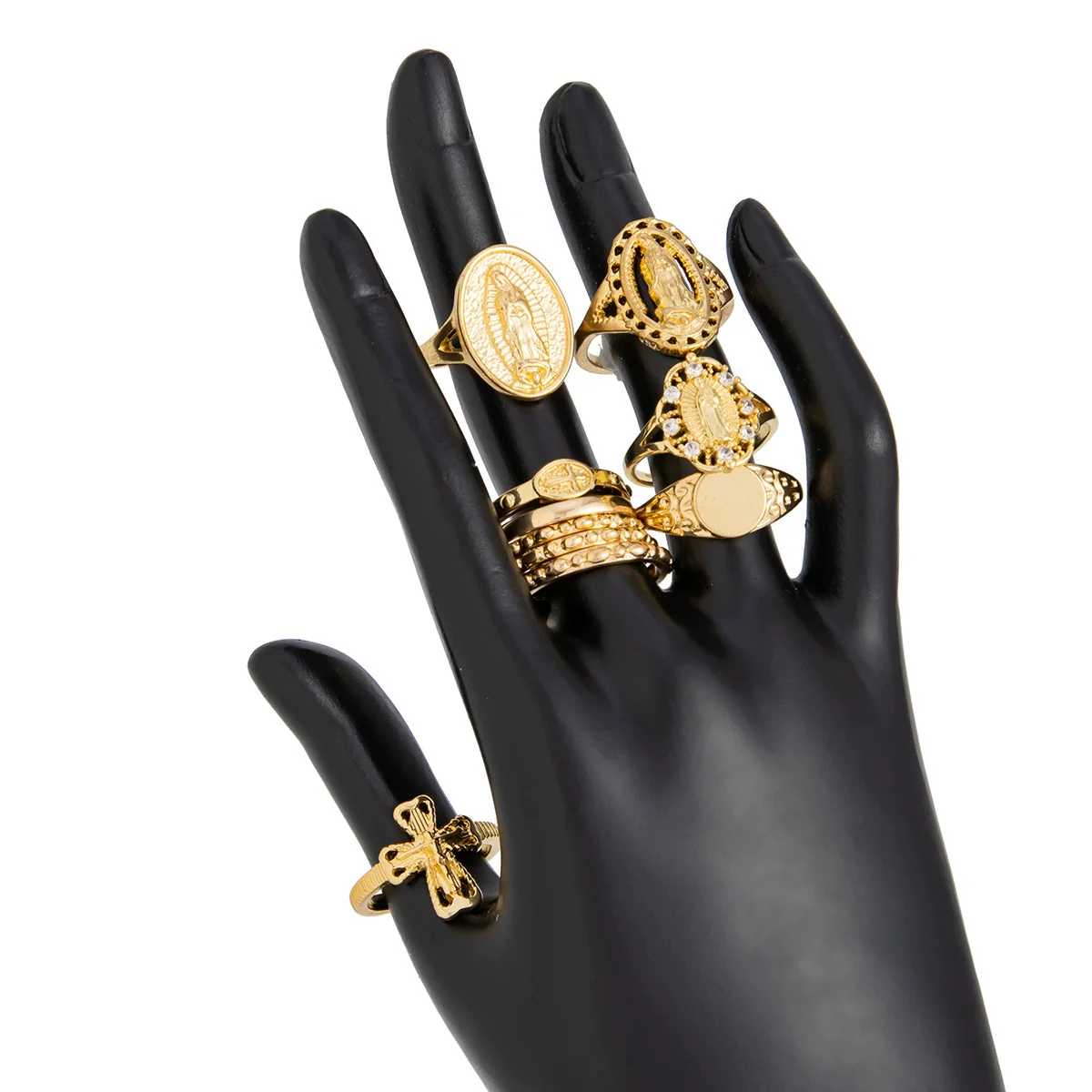 Jewelry Punk Hiphop Style Alloy Geometric Cross Ring Electroplating - Image 6