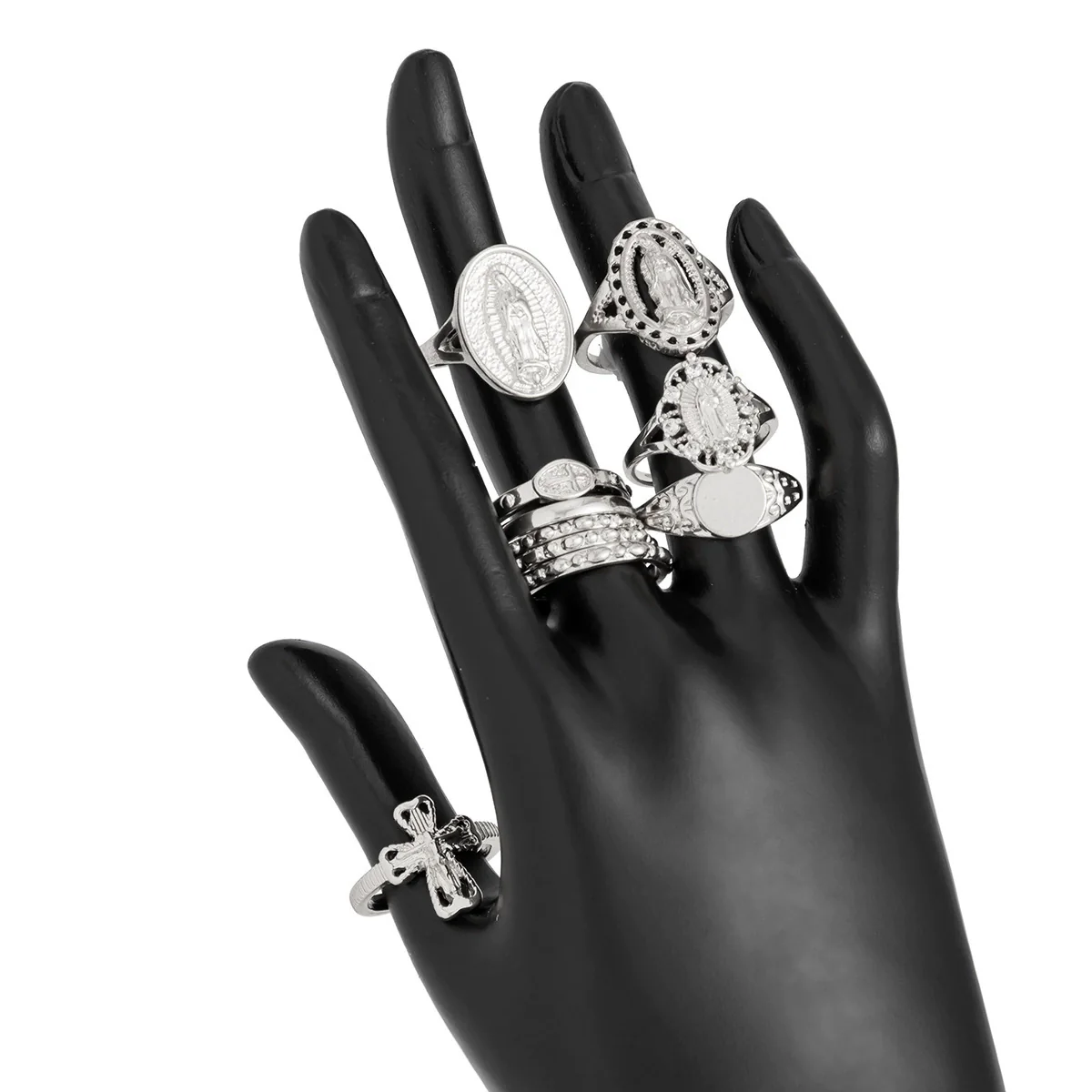 Jewelry Punk Hiphop Style Alloy Geometric Cross Ring Electroplating - Image 7