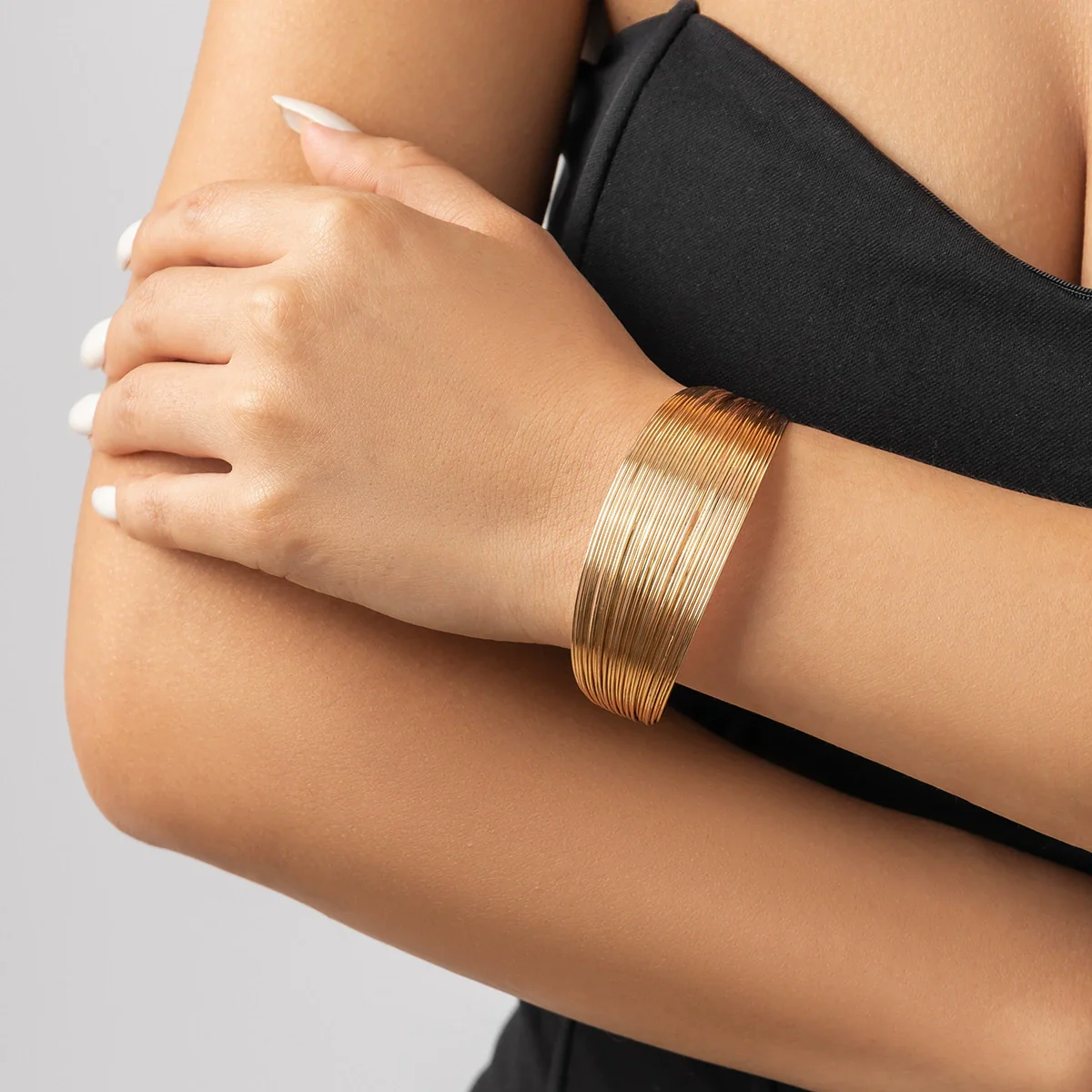 Jewelry Punk Metal Collar Multilayer Open Ring Choker Necklace Iron Geometric Style - Image 6
