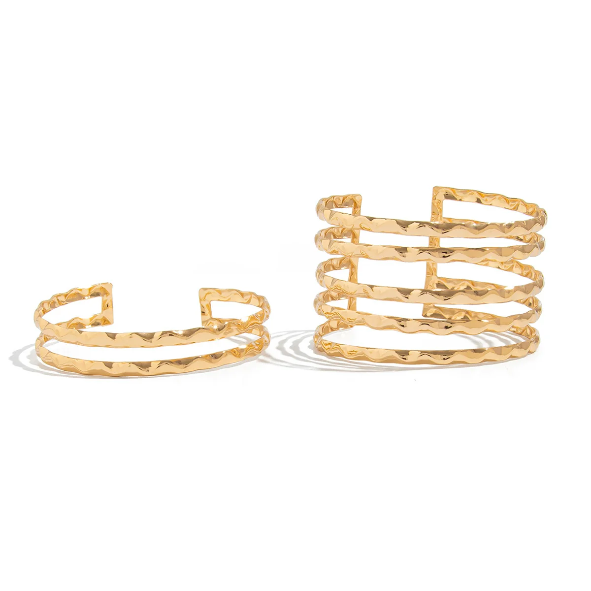 Jewelry Punk Metal Hollow Wave Bracelet And Open Arm Ring Electroplating For Women - Image 4