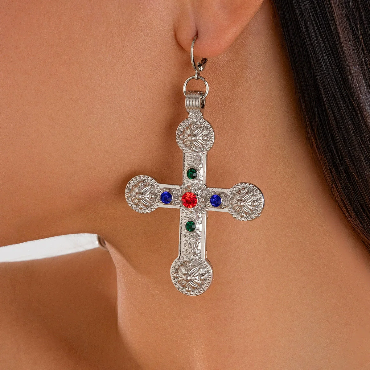 Jewelry Punk Style Alloy And Copper Clavicle Chain With Geometric Cross Pendant Electroplated - Image 4