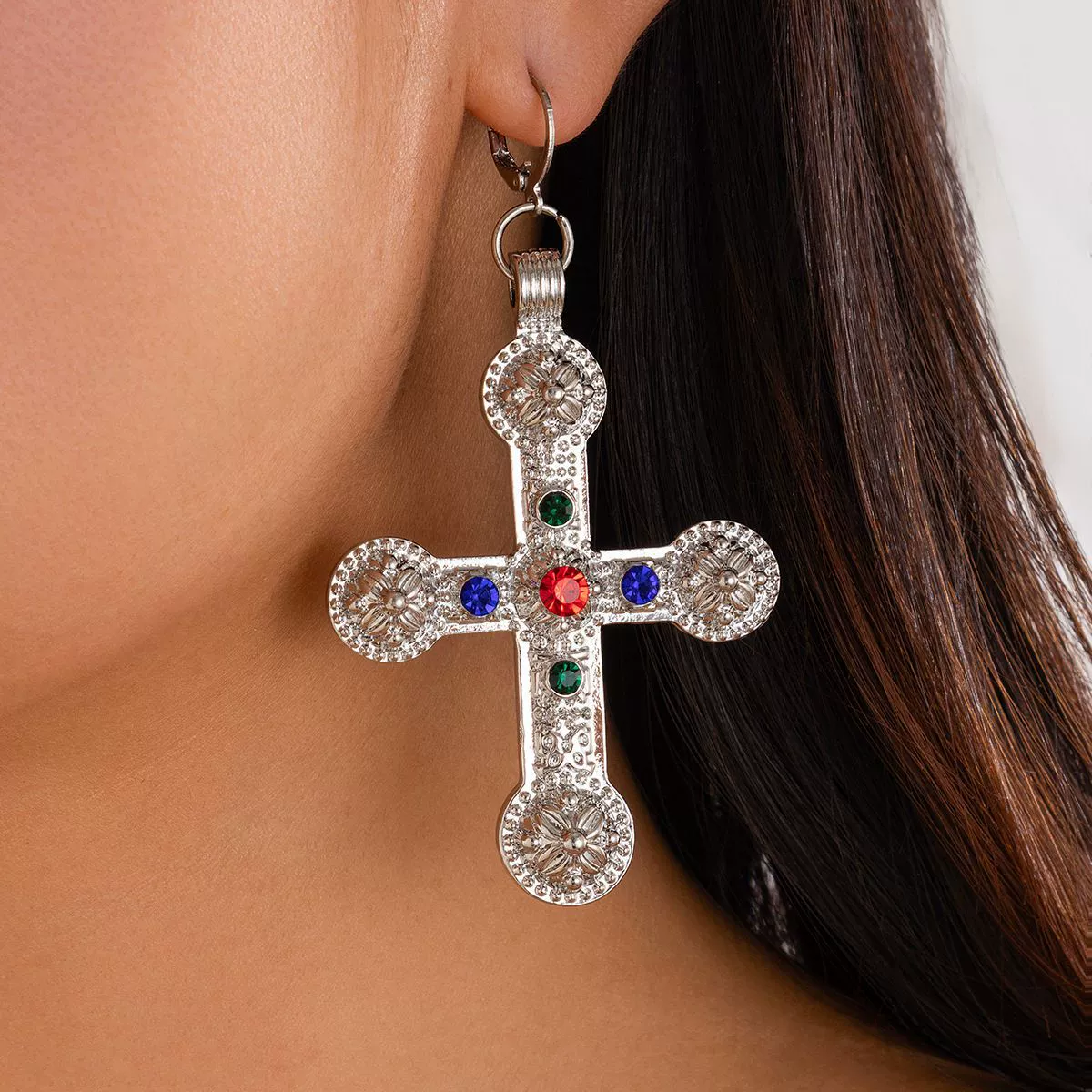 Jewelry Punk Style Alloy And Copper Clavicle Chain With Geometric Cross Pendant Electroplated - Image 6