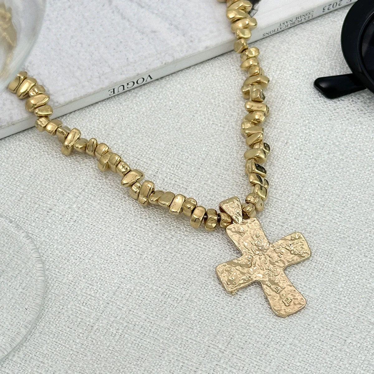 Jewelry Punk Style Cross Conch Imitation Pearl Pendant Necklace Geometric Animal Zodiac Metal Electroplated - Image 4
