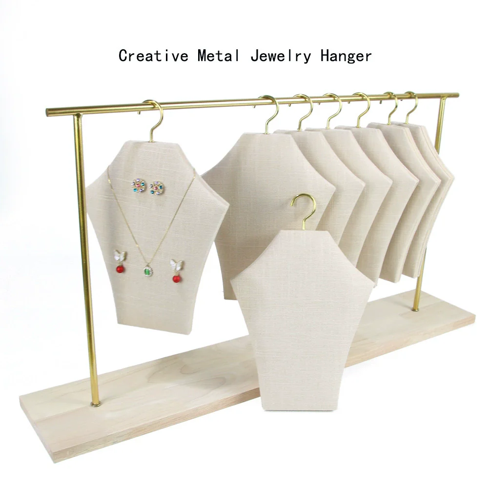 Jewelry Rack Metal Wrought Iron Solid Wood Advanced Sense Hanger Shaped For Necklace Ear Studs Display