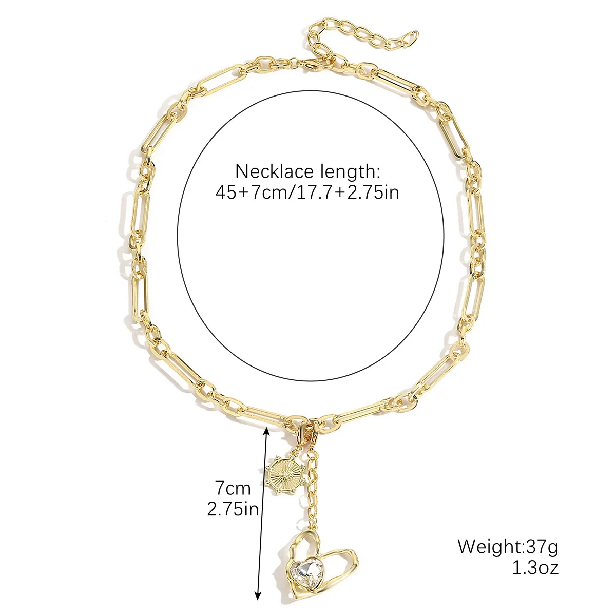 Jewelry Replaceable Pendant Necklace Alloy Drop Shape Star Geometric Diamond Ochain Women's - Image 5