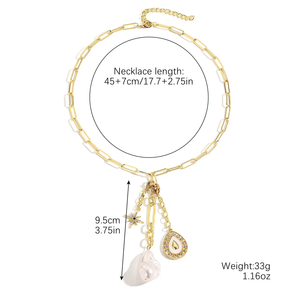 Jewelry Replaceable Pendant Necklace Alloy Drop Shape Star Geometric Diamond Ochain Women's - Image 6