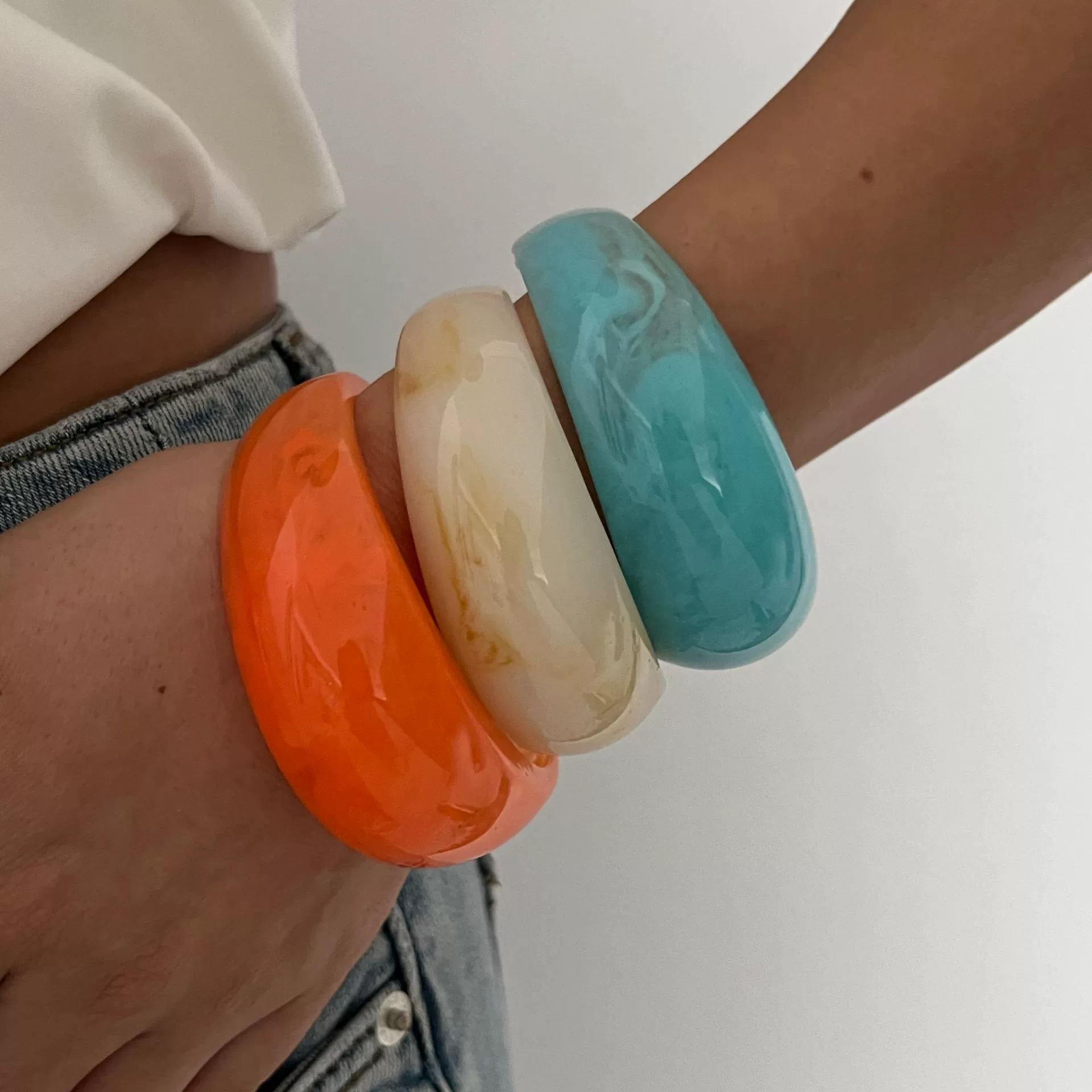 Jewelry Resin Geometric Exaggerated Irregular Halo Wide Open Bracelet Polish - Image 3