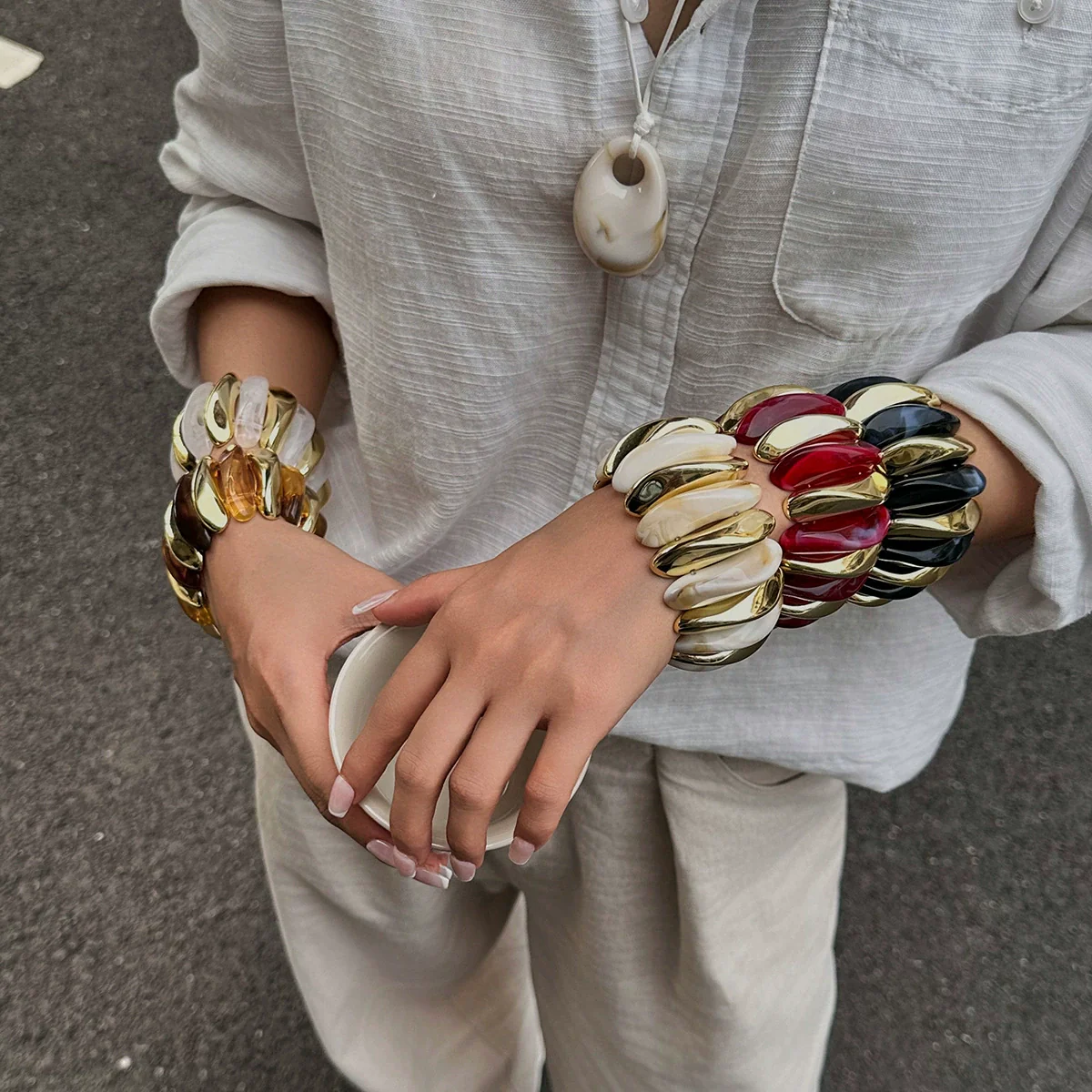 Jewelry Resin Handmade Geometric Elastic Bracelet For Women