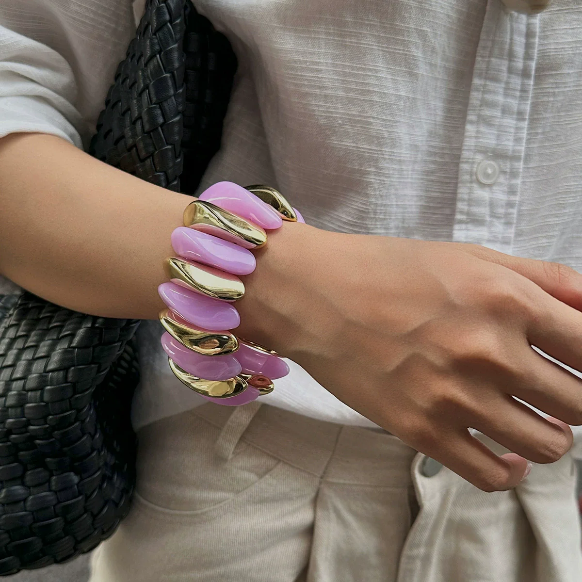Jewelry Resin Handmade Geometric Elastic Bracelet For Women - Image 12