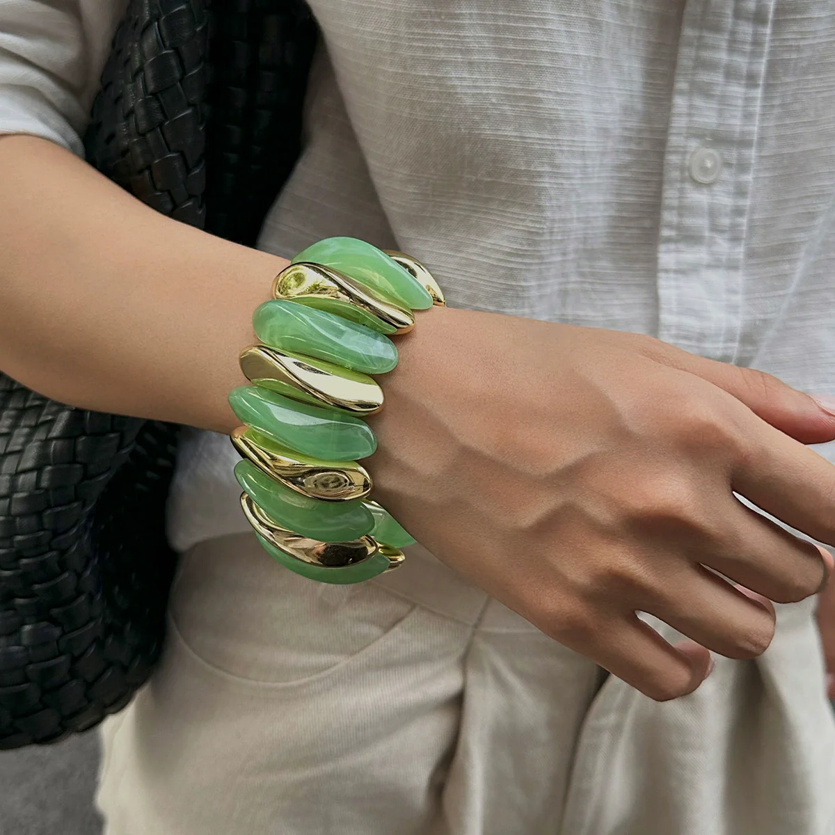 Jewelry Resin Handmade Geometric Elastic Bracelet For Women - Image 13