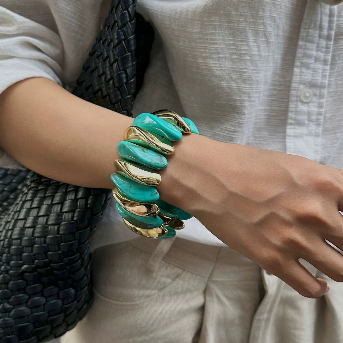 Jewelry Resin Handmade Geometric Elastic Bracelet For Women - Image 15