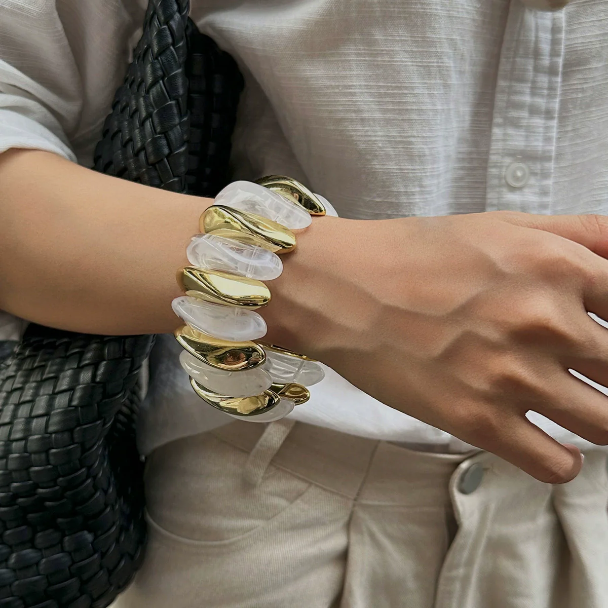 Jewelry Resin Handmade Geometric Elastic Bracelet For Women - Image 7