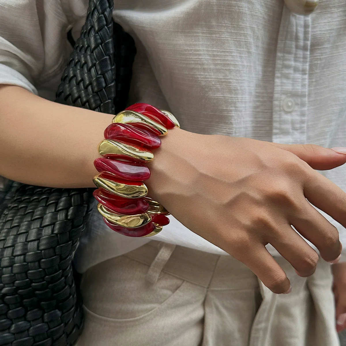 Jewelry Resin Handmade Geometric Elastic Bracelet For Women - Image 8
