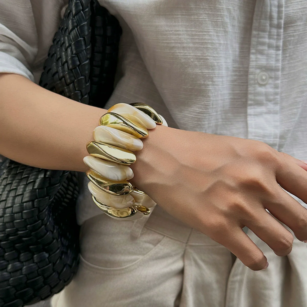 Jewelry Resin Handmade Geometric Elastic Bracelet For Women - Image 9