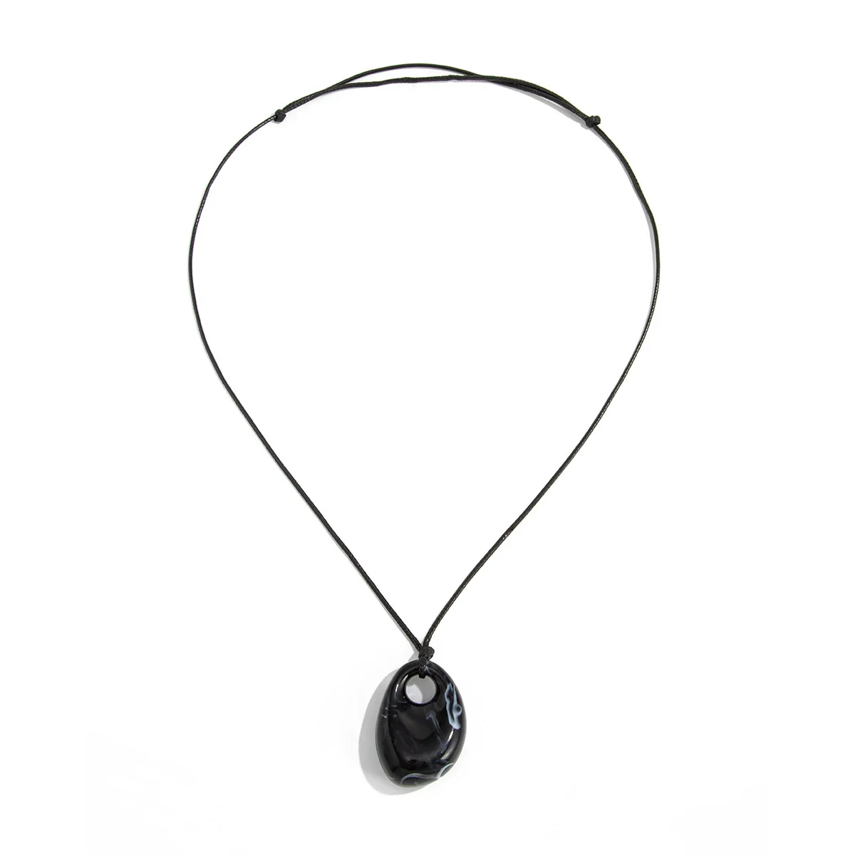 Jewelry Resin Pendant Necklace Geometric Style Handmade Leather Wax Thread And Wax Rope - Image 5
