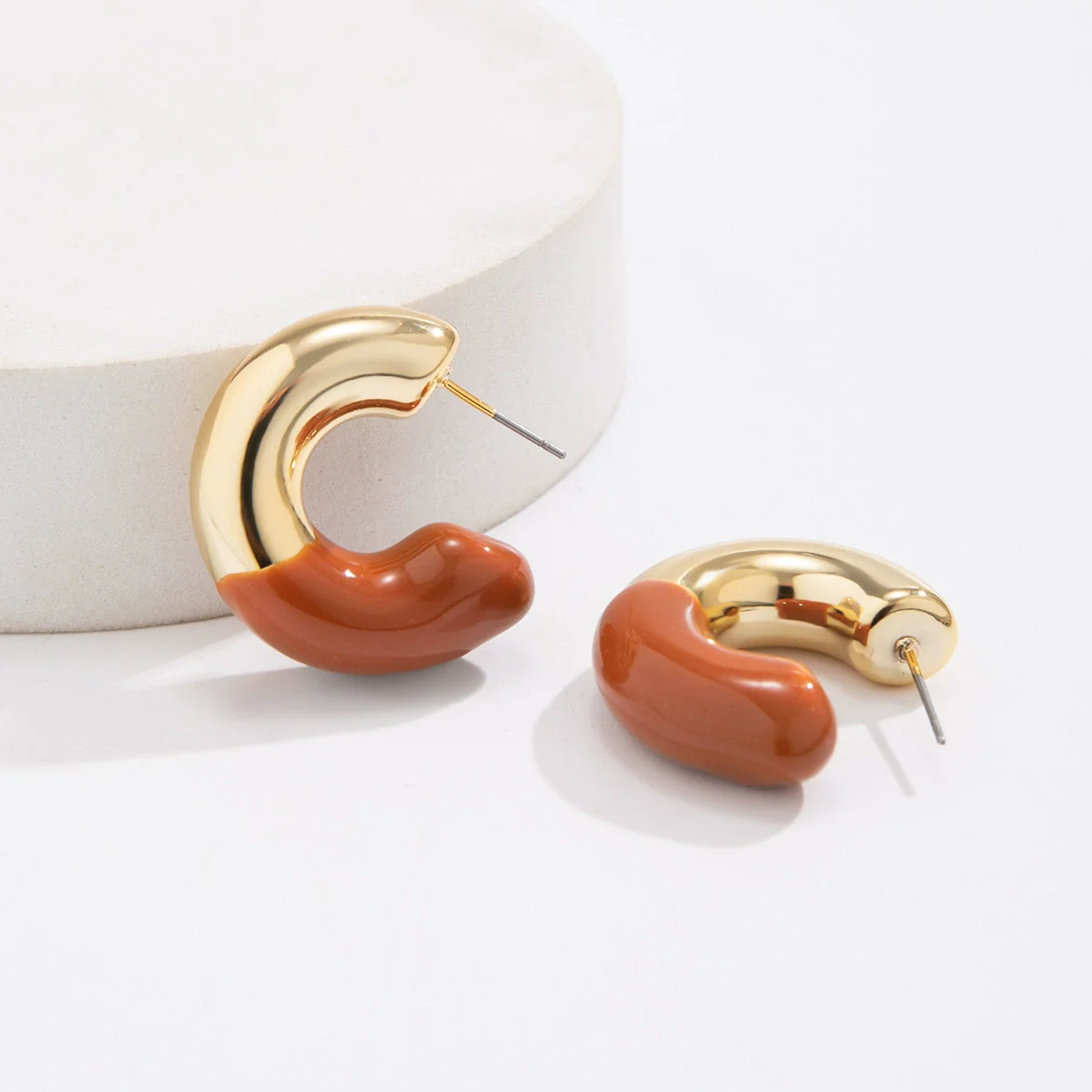 Jewelry Retro Drop Cshaped Geometric Stainless Steel Electroplated Women's Earrings - Image 6