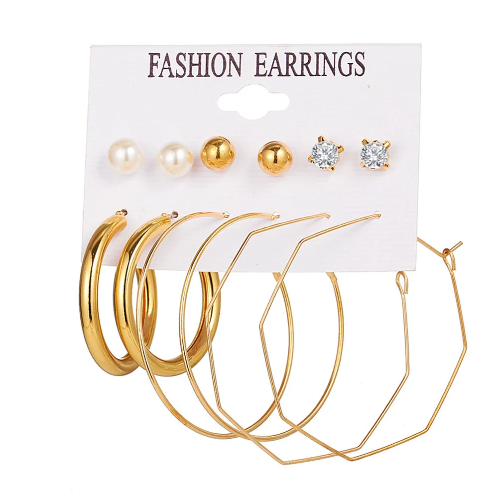 Jewelry Retro Geometric Crystal Alloy English Alphabet Butterfly Woven Round Earrings Set - Image 10