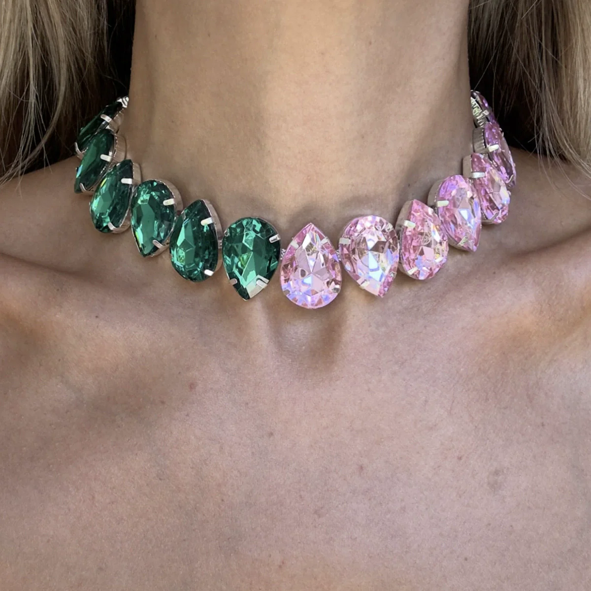 Jewelry Rhinestone Claw Chain Clavicle Necklace With Dropshaped And Geometric Pattern For Women