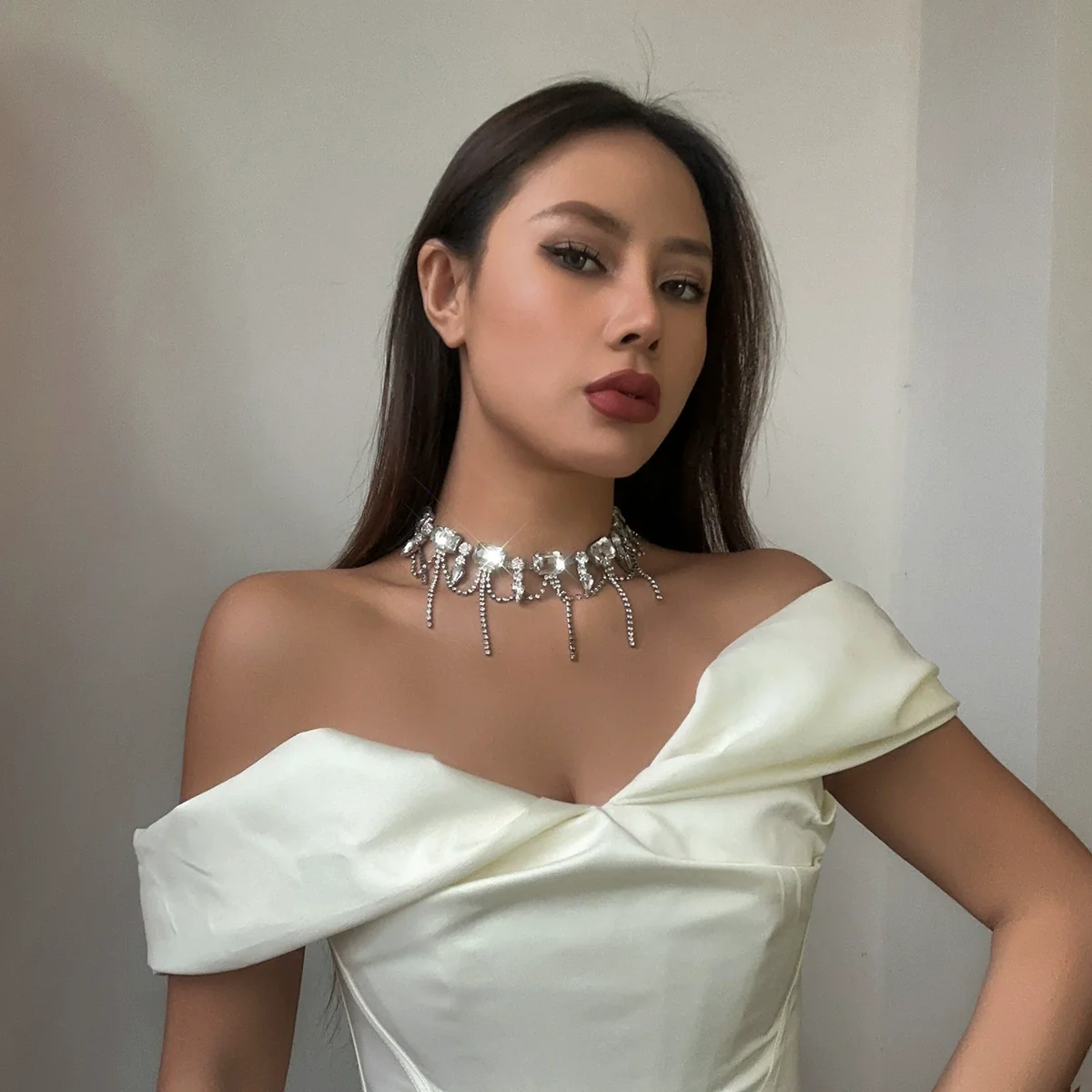 Jewelry Rhinestone Claw Chain Clavicle Necklace With Dropshaped And Geometric Pattern For Women - Image 4