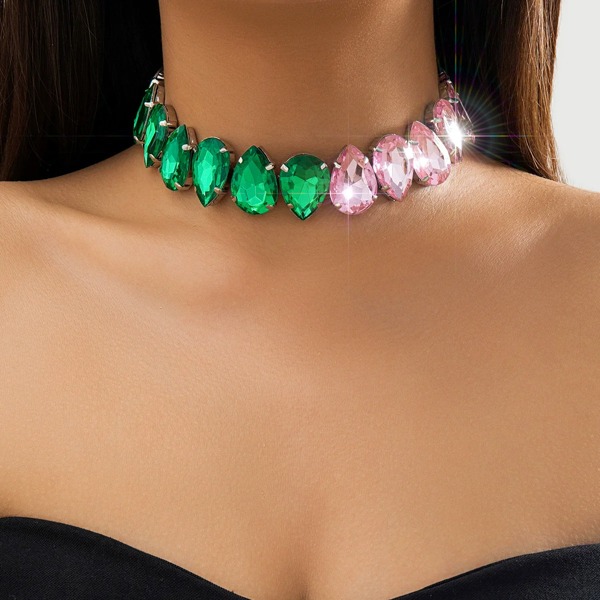 Jewelry Rhinestone Claw Chain Clavicle Necklace With Dropshaped And Geometric Pattern For Women - Image 7