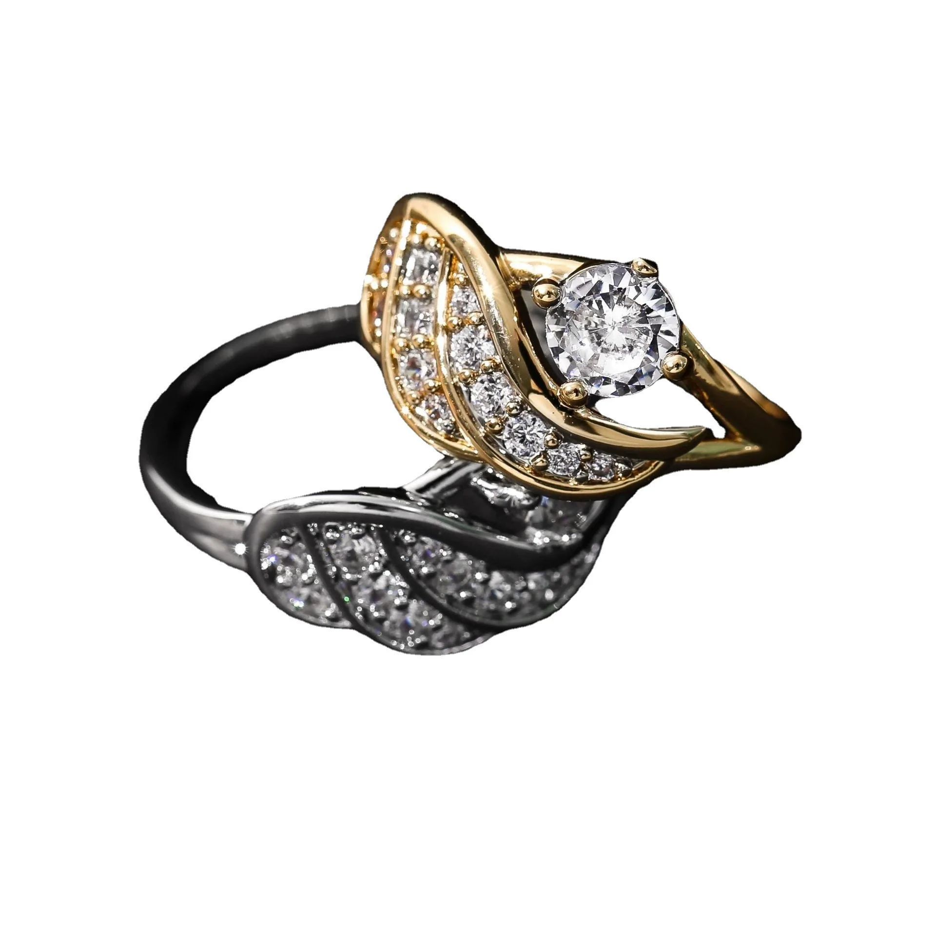 Jewelry Ring Copper Silver Wings Inlaid White Zirconium Geometric Electroplating Unisex - Image 5