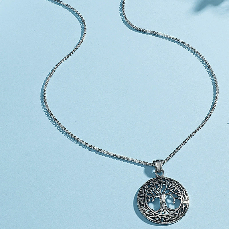 Jewelry Round Hollow Ing Tree Tree Of Life Pendant Zinc Alloy Geometric Retro Style Unisex - Image 2