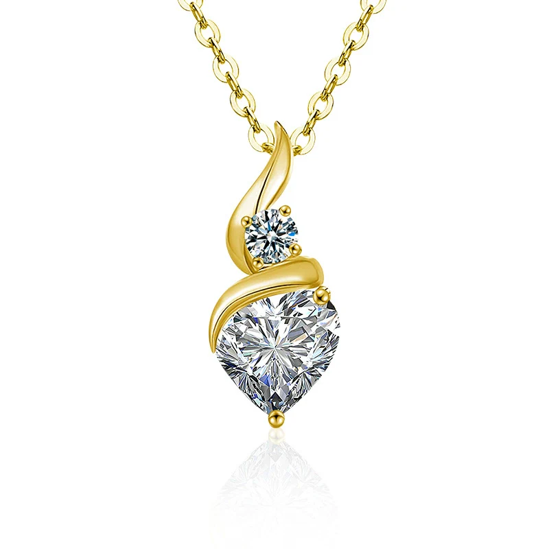 Jewelry S925 Sterling Silver Heartshaped Moissanite Pendant Necklace - Image 5