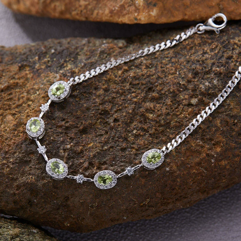 Jewelry S925 Sterling Silver Natural Gemstone Geometric Style Bracelet For Women - Image 16