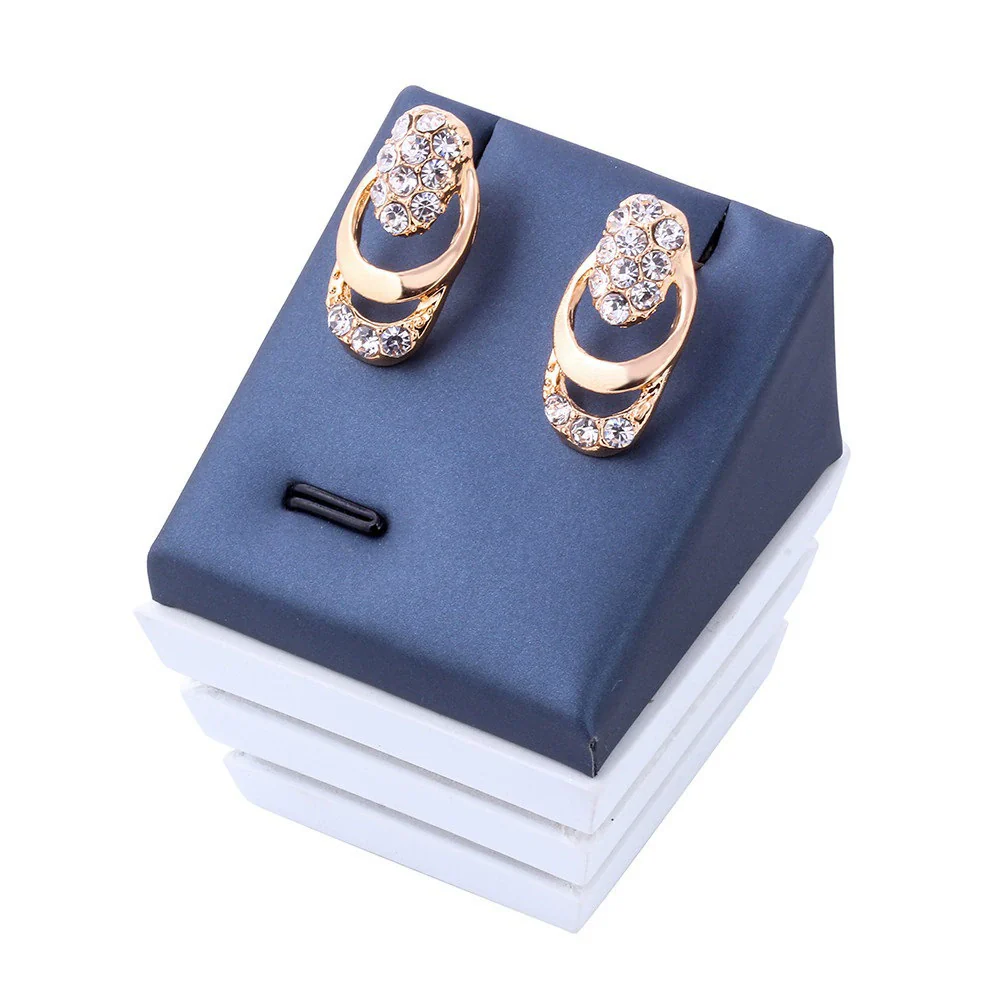 Jewelry Set Alloy Gold Plated Geometric Crystal Four Pieces Suit - Image 4