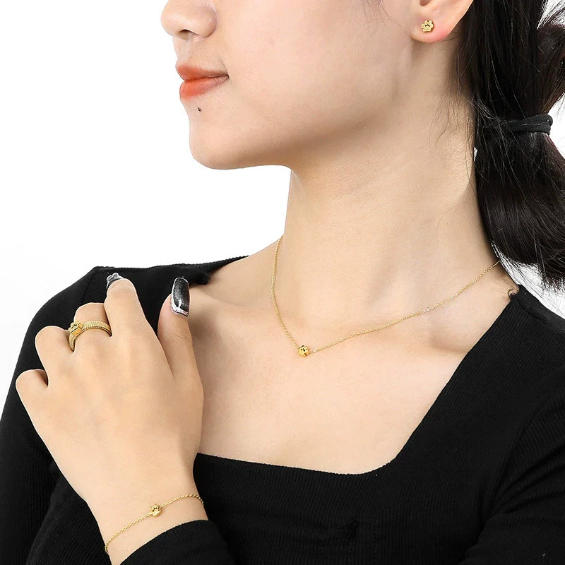 Jewelry Set Mesh Cat Claw Stainless Steel Titanium Steel Gold Rose Gold Ochain Electroplating Geometric - Image 2