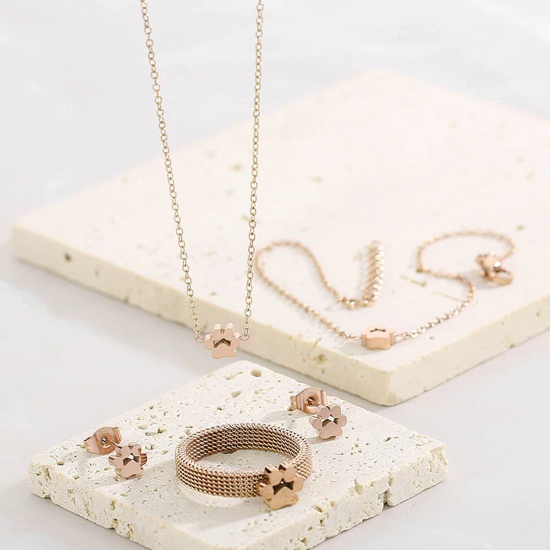 Jewelry Set Mesh Cat Claw Stainless Steel Titanium Steel Gold Rose Gold Ochain Electroplating Geometric - Image 3