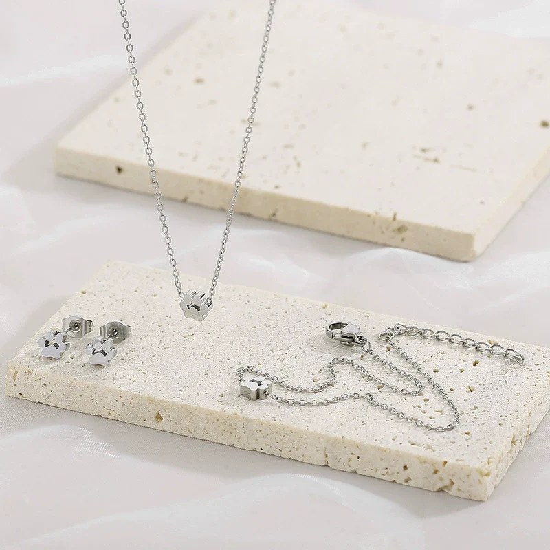 Jewelry Set Mesh Cat Claw Stainless Steel Titanium Steel Gold Rose Gold Ochain Electroplating Geometric - Image 4
