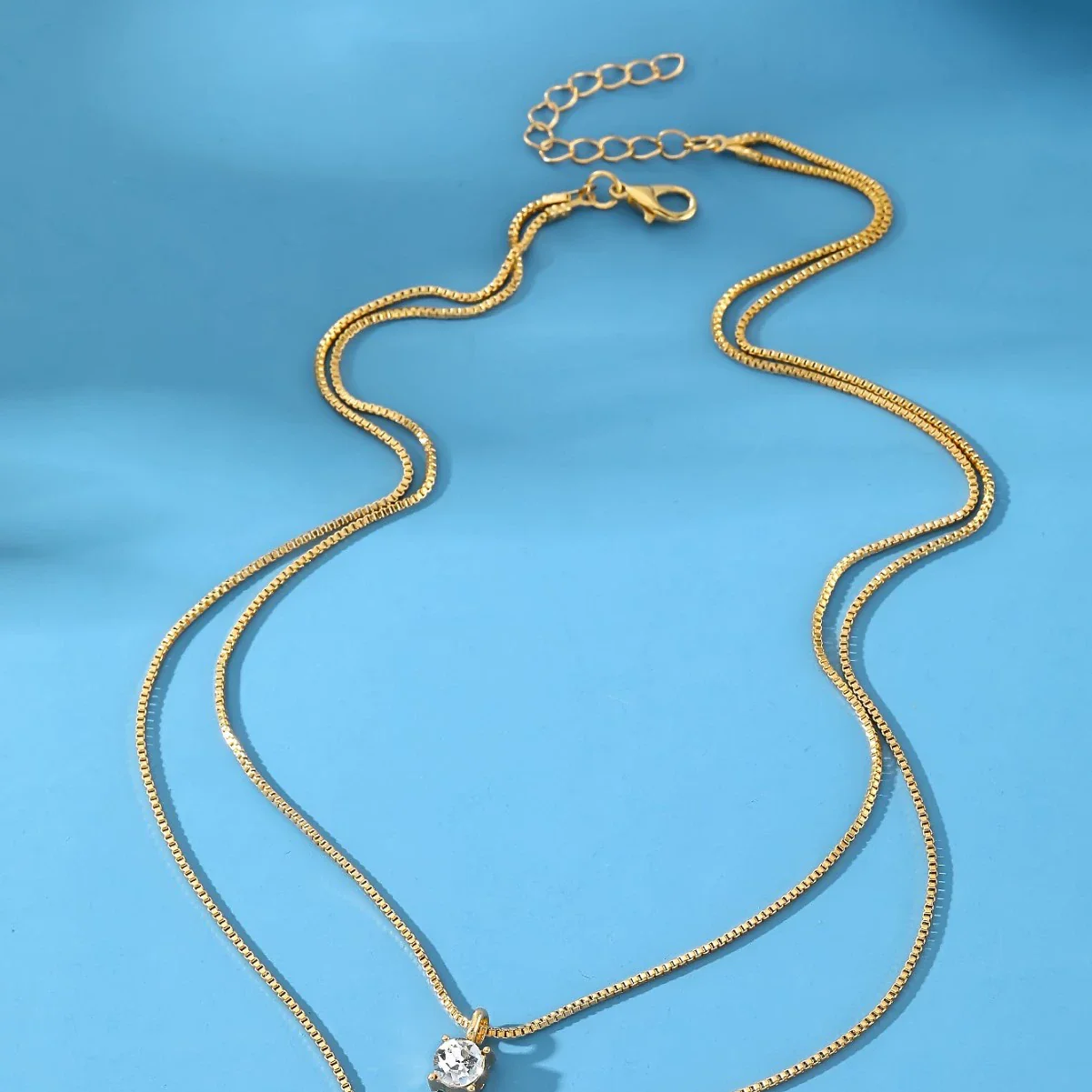 Jewelry Set Mixed Materials Imitation Pearl Rhinestone Heart Water Drop Bell Pattern O Word Chain Highend Minimalist For Women - Image 2
