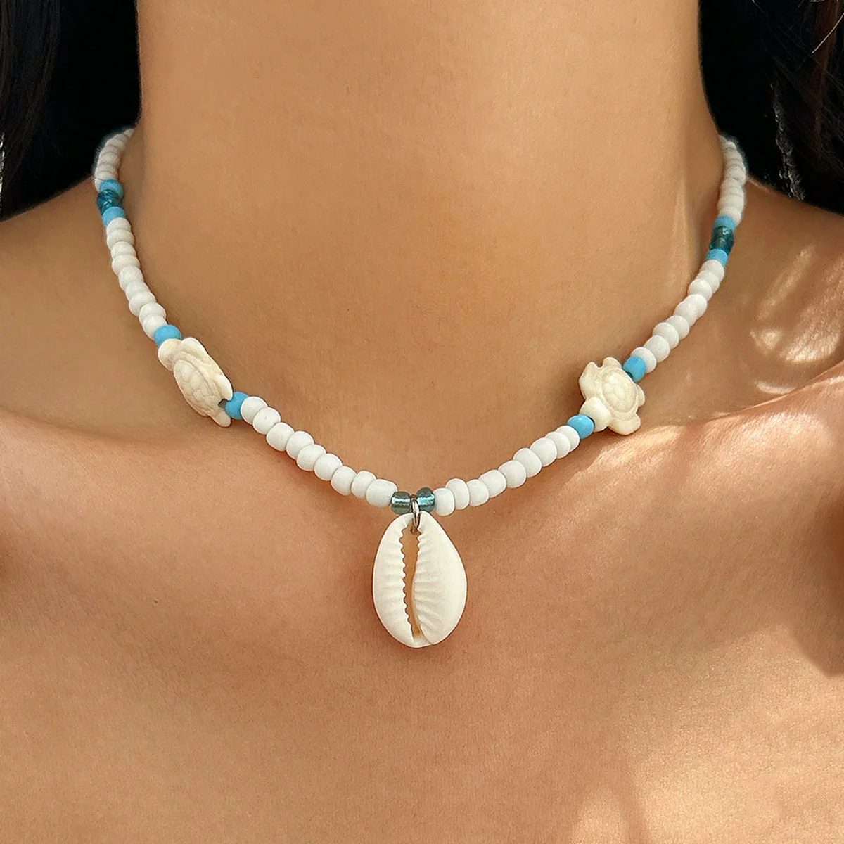 Jewelry Shell Plastic Resin Geometric Star Handmade Ball Chain Women's Necklace - Image 6