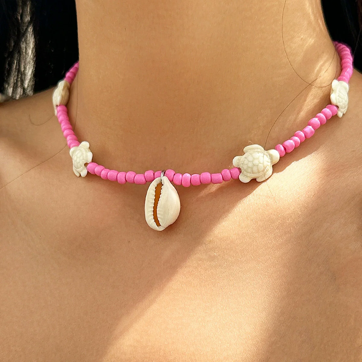 Jewelry Shell Plastic Resin Geometric Star Handmade Ball Chain Women's Necklace - Image 8