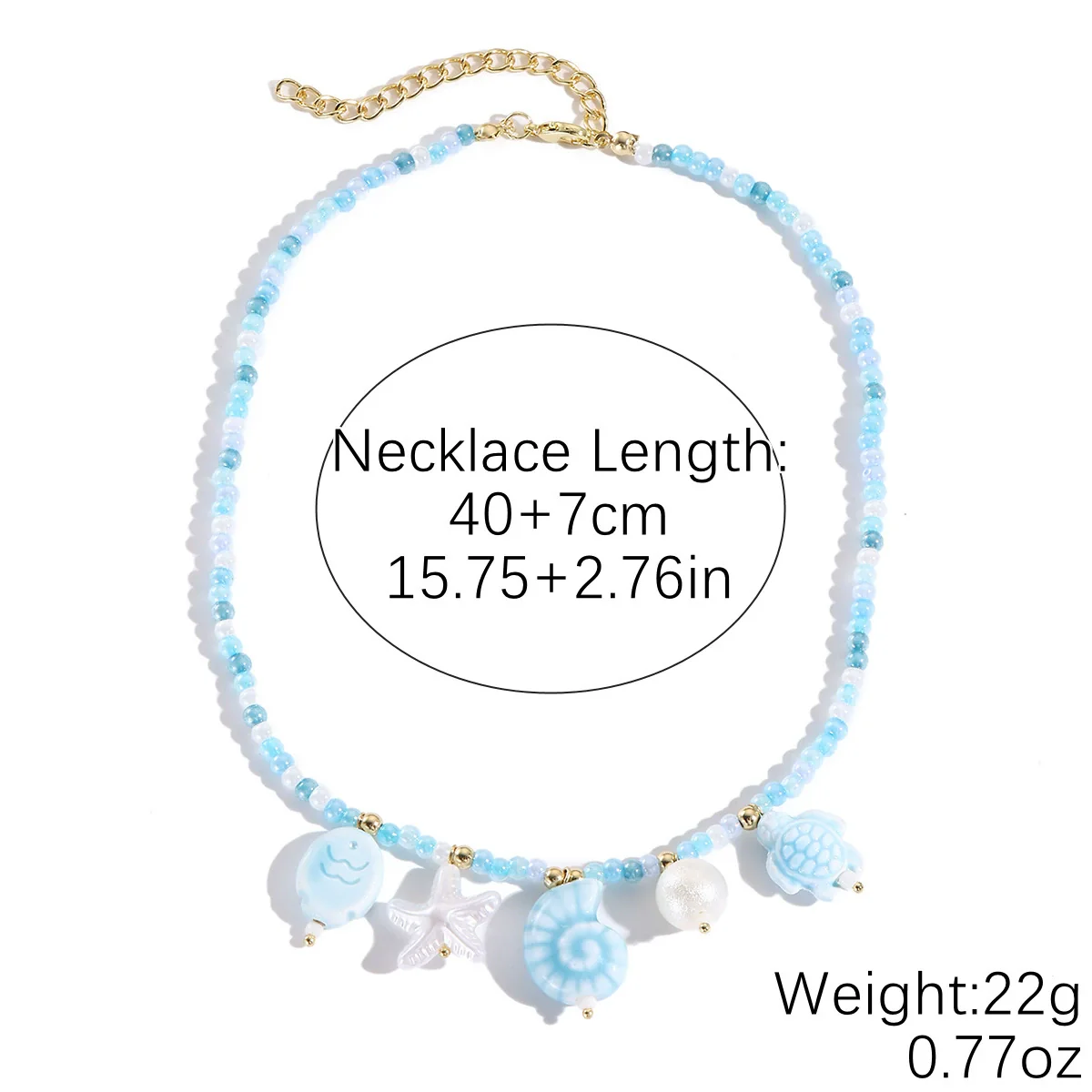 Jewelry Shell Starfish Ceramic Small Fish Pendant Hand Knitted Minimalist Women's Clavicle Chain Necklace - Image 11