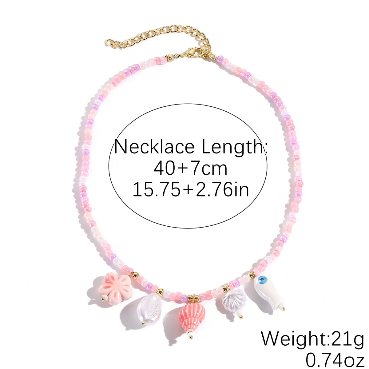 Jewelry Shell Starfish Ceramic Small Fish Pendant Hand Knitted Minimalist Women's Clavicle Chain Necklace - Image 9