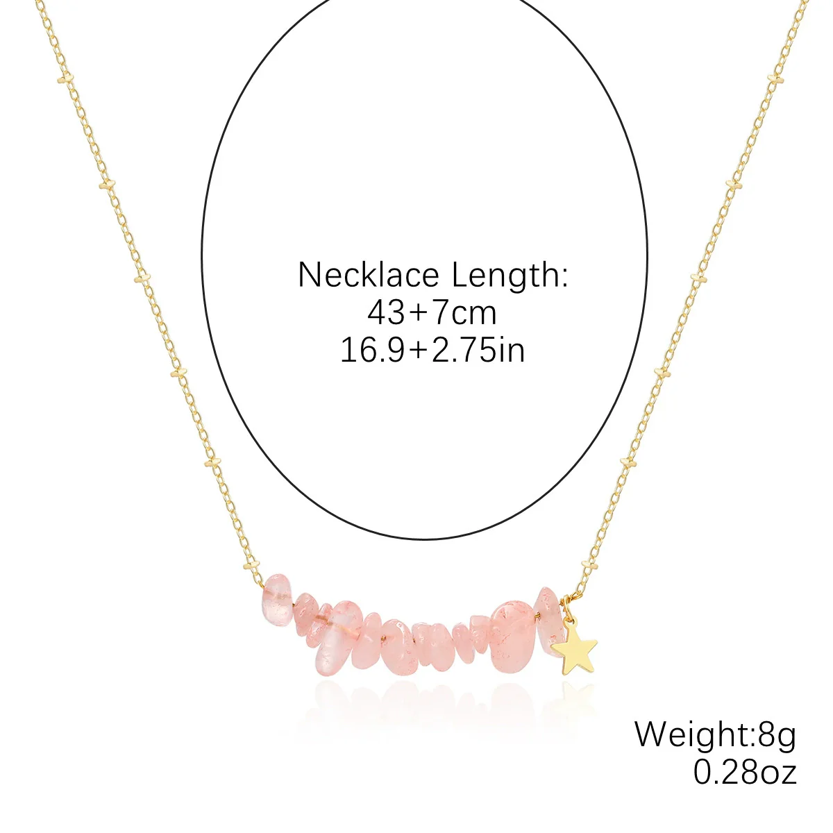 Jewelry Simple Exquisite Women's Allmatch Natural Stone Pendant Necklace With Geometric Style And Ball Chain Electroplated - Image 6