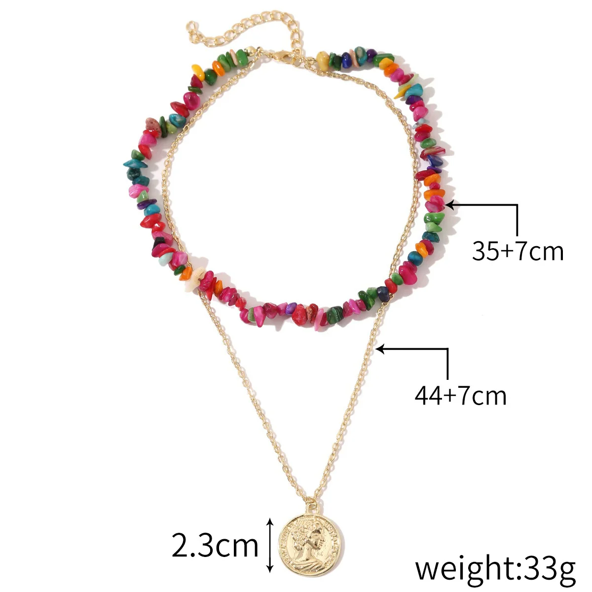 Jewelry Simple Exquisite Women's Allmatch Natural Stone Pendant Necklace With Geometric Style And Ball Chain Electroplated - Image 7