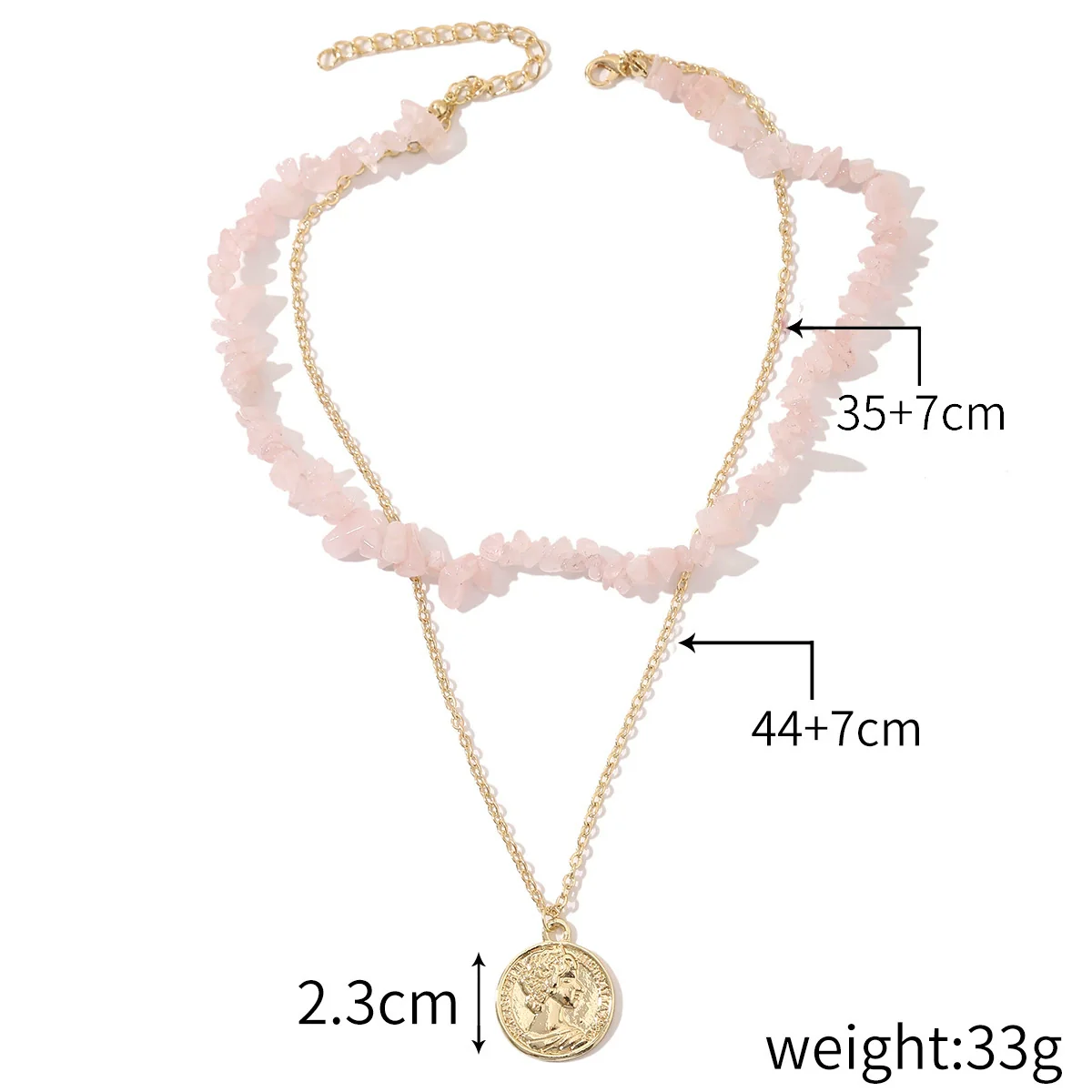Jewelry Simple Exquisite Women's Allmatch Natural Stone Pendant Necklace With Geometric Style And Ball Chain Electroplated - Image 8
