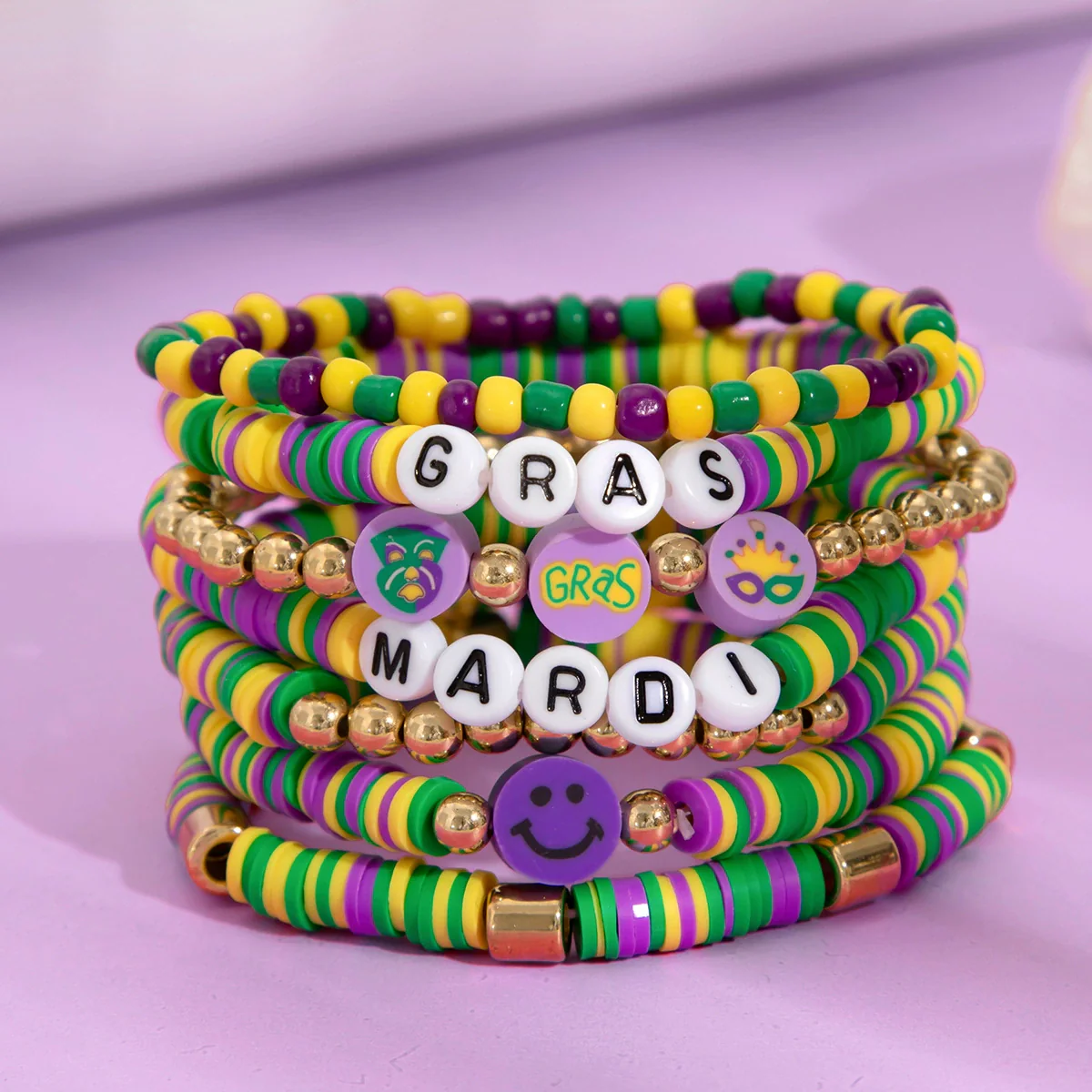 Jewelry Soft Pottery Polymer Clayccbacrylic Letter Handmade Stacked Style Bracelet - Image 4