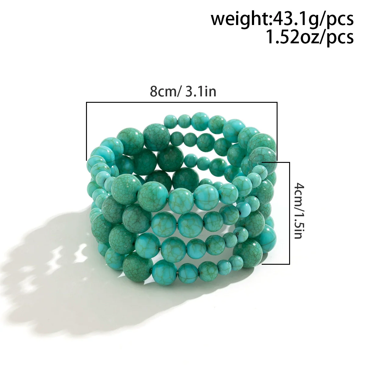 Jewelry Specialshaped Imitation Pearl Beaded Resin Bracelet Retro Multilayer Turquoise Winding Electroplated - Image 5