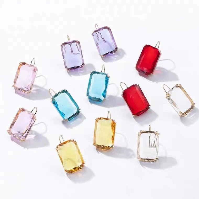Jewelry Square Rhinestone Geometric Electroplating Fashion Earrings For Female