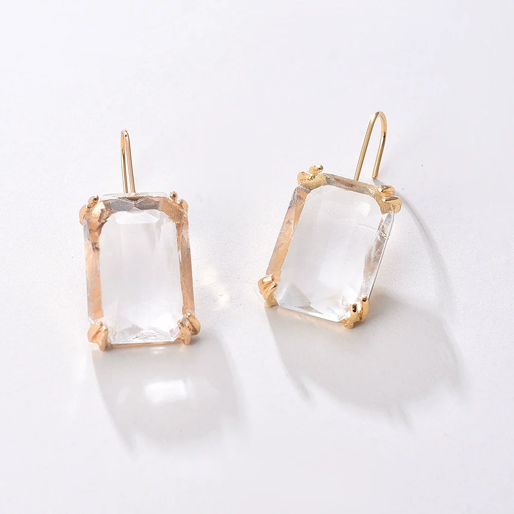 Jewelry Square Rhinestone Geometric Electroplating Fashion Earrings For Female - Image 11