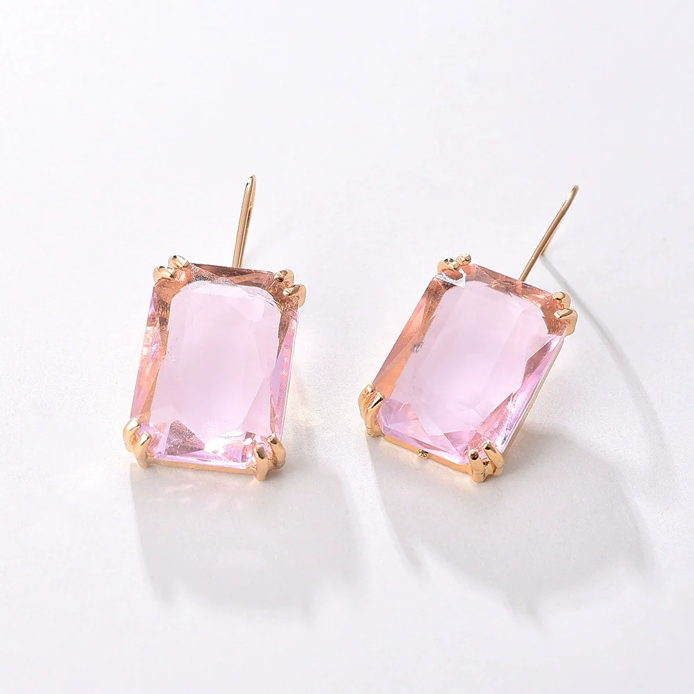 Jewelry Square Rhinestone Geometric Electroplating Fashion Earrings For Female - Image 12
